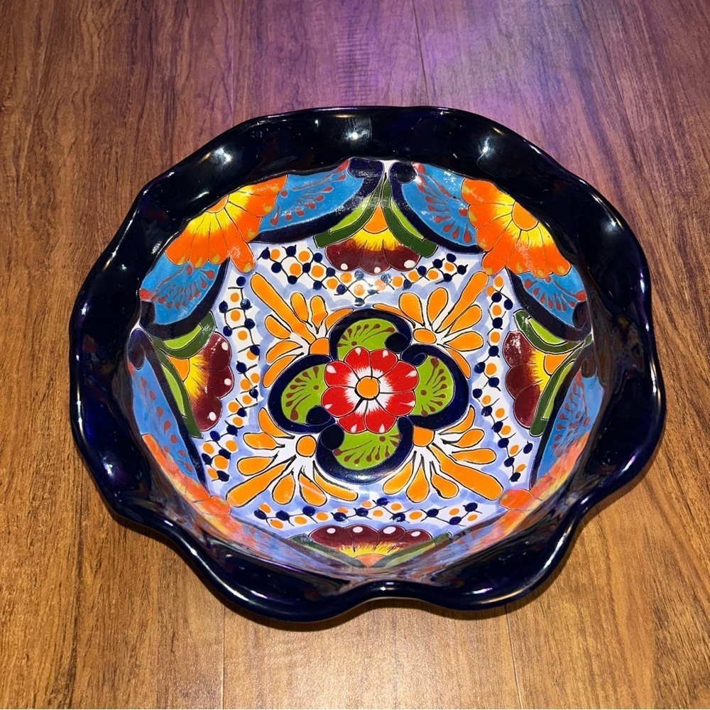 Handcrafted Multicolor Ceramic Bowl Talavera Spanish serving dish beautiful - Picture 2 of 6